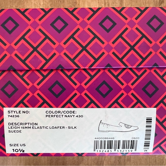 Tory Burch Leigh Navy Blue Suede Loafers - Picture 9 of 12